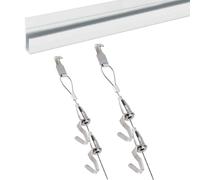 Système d'accrochage de photos avec crochets et fil - 100/150/200 m - Rail artistique pour galerie, bureau, musée - Rail blanc avec cordon de 1 m pour une installation facile