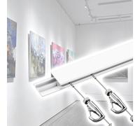 Système d'accrochage mural blanc - Kit de rail discret pour studio, hôtel et salle de réunion - Rail à clic mural de 1,5 m avec câble de 2,5 m et 3 crochets