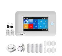 Système D'alarme De Sécurité Anti-cambriolage for Maison Intelligente, Écran Tactile 4G, Tuya, WiFi sans Fil, avec Détecteur Sirène, Capteur Porte SystèMe D'Alarme Complet(Set-F)