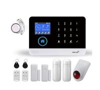 Système D'alarme De Sécurité Anti-cambriolage Intelligent sans Fil WiFi GSM avec Sirène Stroboscopique Extérieure/intérieure Smart Life TUYA APP Télécommande(G)