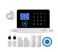 Système D'alarme De Sécurité Anti-cambriolage Intelligent sans Fil WiFi GSM avec Sirène Stroboscopique Extérieure/intérieure Smart Life TUYA APP Télécommande(F)