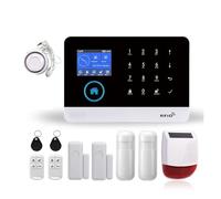 Système D'alarme De Sécurité Anti-cambriolage Intelligent sans Fil WiFi GSM avec Sirène Stroboscopique Extérieure/intérieure Smart Life TUYA APP Télécommande Facile à Installer(H)