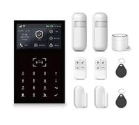 Système d'alarme de sécurité sans fil WiFi/GSM 2G Smart Home avec détecteur de mouvement PIR Capteur de porte et de fenêtre RFlD SOS Tuya Smart Life App Télécommande Prise en charge Alexa (109-2G-EU-B