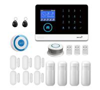 Système D'alarme De Sécurité WiFi TUYA GSM, Télécommande avec Application, Détecteur Et Sirène, Kit sans Fil for Maison Intelligente SystèMe D'Alarme Complet(G)