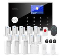 Système d'alarme Domestique, Alarme Maison sans Fil WiFi/GSM SMS, 22 Pièces, avec Détecteur De Mouvement, Sirène D'alarme 120 DB, Télécommande Intelligente, Invitation Vocale