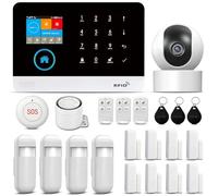 Système d'alarme Domestique avec caméra 1080P, système d'alarme antivol GSM WiFi 22 pièces avec Application téléphonique, sirène d'alarme 120b, Compatible pour la Maison et Les Appartements.