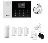 Systeme d'alarme Maison WiFi + GSM 2G, HUXGO HXA005, avec Sirene, 1X détecteur de Mouvement, 3X capteur de Porte/fenêtre, TUYA