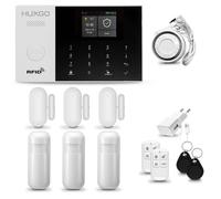 Systeme d'alarme Maison WiFi + GSM 2G, HUXGO HXA005 avec Sirene, 3X détecteur de Mouvement, 3X capteur de Porte/fenêtre, TUYA