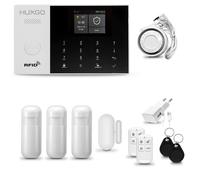 Systeme d'alarme Maison WiFi + GSM 4G HUXGO HXA005 avec Sirene 3X détecteur de Mouvement 1X capteur de Porte/fenêtre TUYA