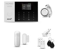 Systeme d'alarme Maison WiFi + GSM, HUXGO HXA005, avec Sirene, 1X détecteur de Mouvement, 1X capteur de Porte/fenêtre, TUYA