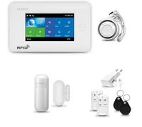 Systeme d'alarme Maison WiFi + GSM, HUXGO HXA006, avec Sirène, 1X détecteur de Mouvement, 1X capteur de Porte/fenêtre, TUYA