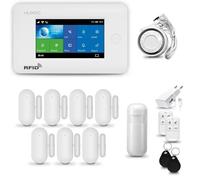 Systeme d'alarme Maison WiFi + GSM, HUXGO HXA006, avec Sirène, 1X détecteur de Mouvement, 7X capteur de Porte/fenêtre, TUYA