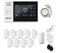 Systeme d'alarme Maison WiFi + GSM, HUXGO HXA007 avec Sirène, 1X détecteur de Mouvement, 9X capteur de Porte/fenêtre, TUYA