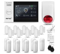 Systeme d'alarme Maison WiFi + GSM, HUXGO HXA007 + Sirène sans Fil, 9X détecteur de Mouvement, 9X capteur de Porte/fenêtre, TUYA