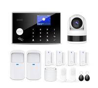 Système D'alarme pour la Sécurité Domestique avec Caméra, Kit Alarme Maison WiFi + GSM Avec Alerte APP Téléphone, Capteur Porte / Fenêtre, Télécommande pour la Appartement(13 Pièces)