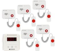 Système d'alarme Retekess TH106, bouton d'alarme pour personnes âgées, portée d'appel 80 m pour maisons de repos (1 alarme et 5 appels)