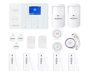 Système d'alarme Sécurité sans Fil Prise en Charge WiFi / 2G / 3G / 4G, TECPEAK Kits de sécurité pour la Maison, HomeSecure Compatible avec Amazon Alexa & Google Home (Version française)