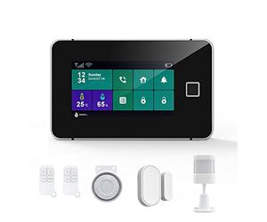 Système d'alarme, Tuya système d'alarme de sécurité Empreinte Digitale armé température humidité Affichage 433 MHz sans Fil Maison Intelligente cambrioleur(G60-B Set)