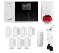 Systeme d'alarme WiFi + GSM 2G, HUXGO HXA005 + Sirène sans Fil , 1X détecteur de Mouvement, 7X capteur de Porte/fenêtre, TUYA