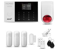 Systeme d'alarme WiFi + GSM 2G, HUXGO HXA005 + Sirène sans Fil , 3X détecteur de Mouvement, 1X capteur de Porte/fenêtre, TUYA