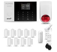 Systeme d'alarme WiFi + GSM 4G HUXGO HXA005 + Sirène sans Fil 1X détecteur de Mouvement 9X capteur de Porte/fenêtre TUYA