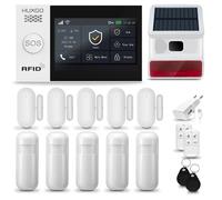 Systeme d'alarme WiFi + GSM 4G LTE, HUXGO HXA007+ Sirène sans Fil, 5X détecteur de Mouvement, 5X capteur de Porte/fenêtre, TUYA
