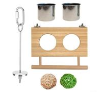 Système d'alimentation pour cage à oiseaux avec bols en acier inoxydable, fourchette à fruits et boules en rotin conçus pour améliorer la nutrition et l'activité des perroquets