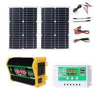 Système d'alimentation solaire 4000 W: panneau solaire 50 W et contrôleur de charge 50 A avec deux ports for l'alimentation électrique des maisons, des camping-cars et des bateaux.(Black)