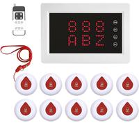 Système d'appel infirmière sans Fil 400m pour hôpitaux EHPAD Bouton d'urgence médical Système d'appel pour Bouton d'alerte Personne âgée sans Fil cliniques dentaires- Kit 10 Boutons