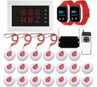 Système d'appel infirmière sans Fil 400m pour hôpitaux EHPAD Bouton d'urgence médical Système d'appel pour Bouton d'alerte Personne âgée sans Fil cliniques dentaires- Kit 10 Boutons