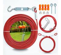 Système d'attache robuste pour deux chiens - Câble de course pour chien de 30,5 m/22,9 m avec double câble de coureur pour chien de 30,5 m/22,9 m