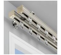Système de barre coulissante double - En aluminium - Fixation murale - Champagne - 220 cm - Parfait pour la décoration de la maison et l'optimisation de l'espace