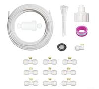 Système de brumisation extérieur 10 m Kit de refroidissement de jardin à faire soi-même avec buses en laiton - Tuyau de brume de terrasse pour jardin, serre, parasol (blanc, 10 m, 10 têtes)