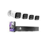 Système de caméra de sécurité Domestique 4K, NVR 8 canaux avec Disque Dur de 2 to + 4 caméras IP PoE 8 MP d'extérieur avec détection de Personne/véhicule pour Enregistrement 24h/24, 7j/7