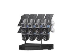 Système de caméra de sécurité NVR 5MP WiFi 16CH 8MP | Kit solaire PTZ à double lentille, alerte de mouvement Audio bidirectionnelle IP66 étanche(2T,16CH NVR 8PCS CAMERA_EU PLUG)