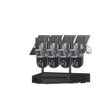 Système de caméra de sécurité NVR 5MP WiFi 16CH 8MP | Kit solaire PTZ à double lentille, alerte de mouvement Audio bidirectionnelle IP66 étanche(None,16CH NVR 4PCS CAMERA_EU PLUG)
