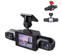 Système de caméra de Tableau de Bord de Voiture à Vue complète sans Fil, objectifs réglables à 360°, Vision Nocturne Infrarouge, Moniteur de stationnement, avec Carte de 64 Go(4 Lenses)