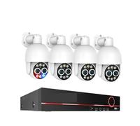 Système De Caméra PTZ POE 8 Canaux À Double Objectif 4MP +, Zoom Mixte 8X, Détection Humaine, H.265 AI, Kit Sécurité Vidéo CCTV, Nuit Colorée(None,8CH NVR and 4 Camera)