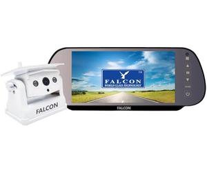 Système de caméra sans Fil magnétique HD Falcon + Moniteur Miroir 7" avec Fonction d'enregistrement DVR - Pas de perçage nécessaire (Blanc)