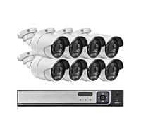 Système De Caméra Sécurité 8MP 8CH 4T POE NVR H.265+ Kit Vidéosurveillance CCTV À Vision Nocturne IP Double Source Lumineuse(None,8CH NVR and 8PCS)