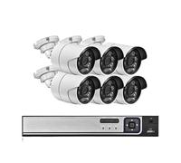 Système De Caméra Sécurité 8MP 8CH 4T POE NVR H.265+ Kit Vidéosurveillance CCTV À Vision Nocturne IP Double Source Lumineuse(None,8CH NVR and 6PCS)