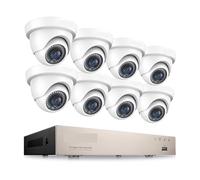 Système De Caméra Sécurité CCTV HD 1080P 8 Canaux, Enregistreur DVR HD-TVI avec Filtre IR Étanche, Dôme Filaire 2MP(2T,White Camera)