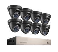 Système De Caméra Sécurité CCTV HD 1080P 8 Canaux, Enregistreur DVR HD-TVI avec Filtre IR Étanche, Dôme Filaire 2MP DéTection De Mouvement(2T,Black Camera)