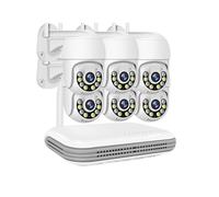 Système De Caméra Sécurité CCTV sans Fil 3MP PTZ WiFi Kit Surveillance Extérieure Alarme 8 Canaux NVR WiFi Set(500g,8CH NVR X 6cam 3mp)