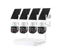 Système de caméra sécurité Domestique PTZ Solaire sans Fil, Kit Surveillance CCTV QHD 2K 4MP avec 4K 10CH NVR