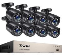 Système de caméras de sécurité, 8CH DVR, résolution 2MP, longueur de câble 18m, 8CH DVR x 8 caméras, Aucune