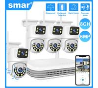 Système de Caméras de Surveillance WiFi Sans Fil Kit Plug & Play NVR 8 Canaux 6MP Double Objectif Détection Humaine IA Vision Nocturne Couleur IP66 Extérieur 8CH NVR and 2 Cam