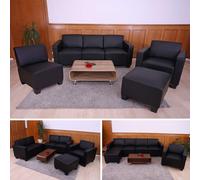 Système de canapé modulaire Lyon, ensemble, simili-cuir, noir