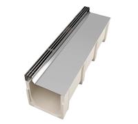 Système de canaux de drainage cachés - Kit de drainage de tranchée en acier inoxydable pour sols en béton, trottoirs et patios (100,1 x 22 x 20 cm) - Solution efficace de drainage de la cour