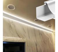 Système de canaux LED en métal pour barres lumineuses doubles indirects pour éclairage mural - Moulure de plafond - Couronne de plafond avec diffuseur LED - 11,5 m - Moulure de base décorative
